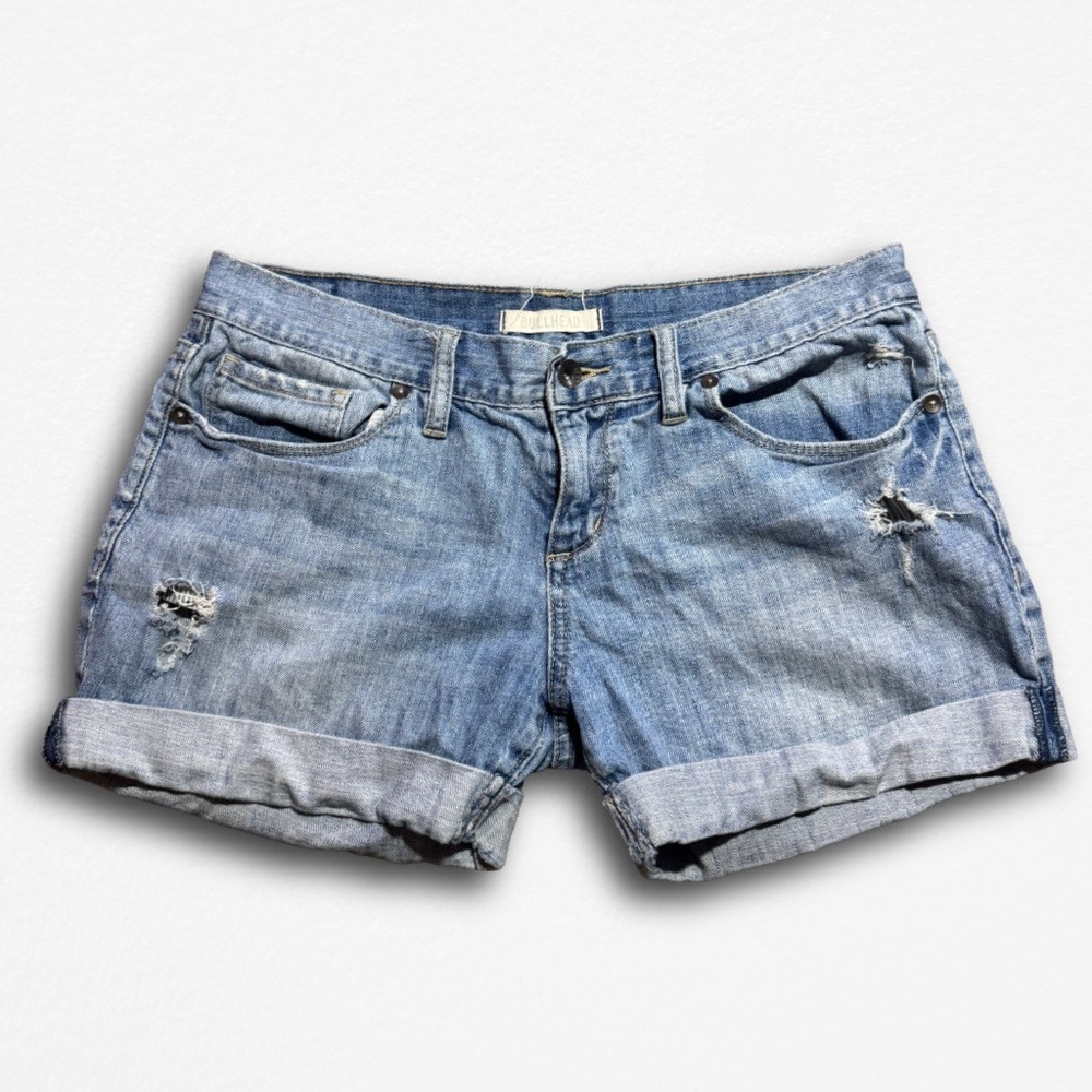 Bullhead Womens Size 7 Distressed Denim Cuffed Shorts Light Wash Cotton